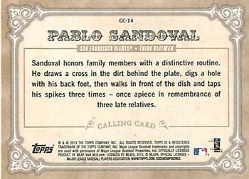 2013 Topps - Calling Cards #CC-14 Pablo Sandoval Back