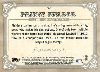 2013 Topps - Calling Cards #CC-1 Prince Fielder Back