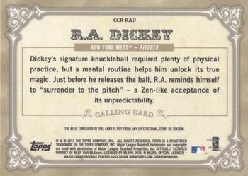 2013 Topps - Calling Cards Relics #CCR-RAD R.A. Dickey Back