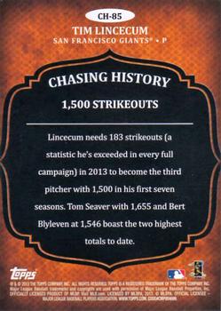 2013 Topps - Chasing History #CH-85 Tim Lincecum Back