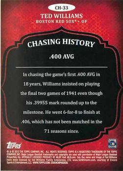 2013 Topps - Chasing History #CH-33 Ted Williams Back