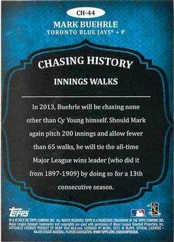2013 Topps - Chasing History #CH-44 Mark Buehrle Back