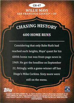 2013 Topps - Chasing History #CH-47 Willie Mays Back
