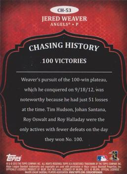 2013 Topps - Chasing History #CH-53 Jered Weaver Back