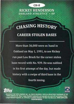 2013 Topps - Chasing History #CH-8 Rickey Henderson Back