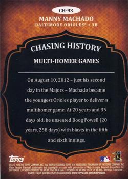 2013 Topps - Chasing History #CH-93 Manny Machado Back