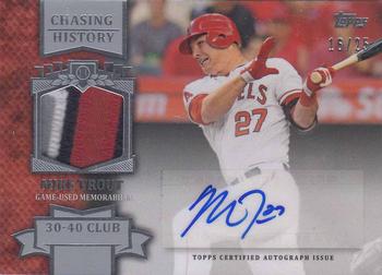 2013 Topps - Chasing History Autograph Relics #CHAR-MT Mike Trout Front