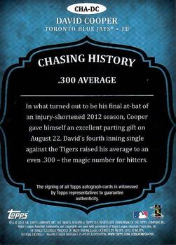 2013 Topps - Chasing History Autographs #CHA-DC David Cooper Back