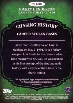 2013 Topps - Chasing History Autographs #CHA-RH Rickey Henderson Back