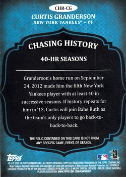 2013 Topps - Chasing History Relics #CHR-CG Curtis Granderson Back