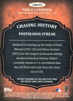 2013 Topps - Chasing History Relics #CHR-PS Pablo Sandoval Back
