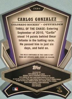 2013 Topps - Cut to the Chase Relics #CTCR-6 Carlos Gonzalez Back