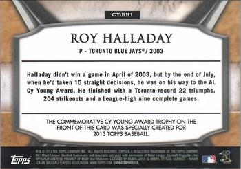 2013 Topps - Cy Young Award Winners Trophy #CY-RH1 Roy Halladay Back