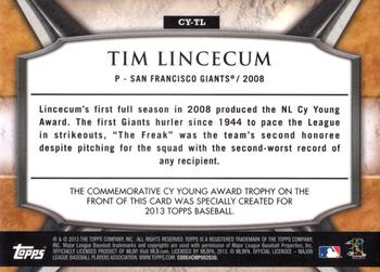2013 Topps - Cy Young Award Winners Trophy #CY-TL Tim Lincecum Back