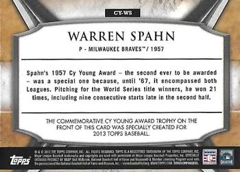 2013 Topps - Cy Young Award Winners Trophy #CY-WS Warren Spahn Back