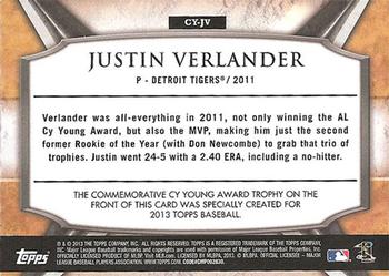 2013 Topps - Cy Young Award Winners Trophy #CY-JV Justin Verlander Back