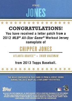 2013 Topps - In The Name #ITN-CJ Chipper Jones Back