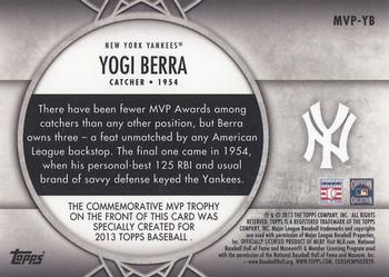 2013 Topps - MVP Award Winners Trophy #MVP-YB Yogi Berra Back