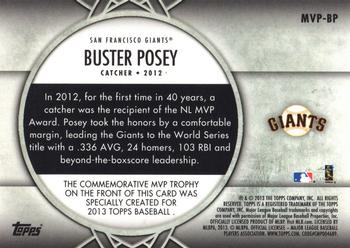 2013 Topps - MVP Award Winners Trophy #MVP-BP Buster Posey Back