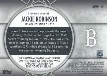 2013 Topps - MVP Award Winners Trophy #MVP-JR Jackie Robinson Back