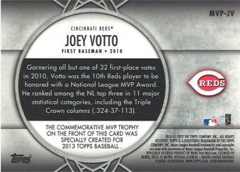 2013 Topps - MVP Award Winners Trophy #MVP-JV Joey Votto Back