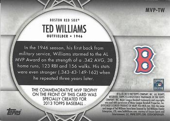 2013 Topps - MVP Award Winners Trophy #MVP-TW Ted Williams Back