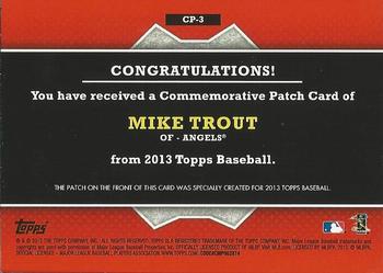 2013 Topps - Commemorative Patch #CP-3 Mike Trout Back