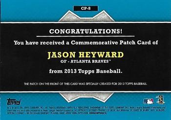2013 Topps - Commemorative Patch #CP-8 Jason Heyward Back