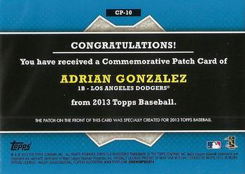 2013 Topps - Commemorative Patch #CP-10 Adrian Gonzalez Back