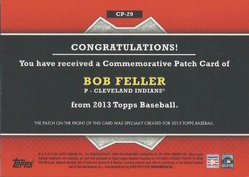 2013 Topps - Commemorative Patch #CP-29 Bob Feller Back