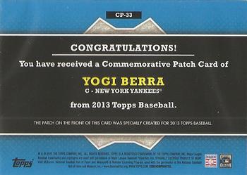 2013 Topps - Commemorative Patch #CP-33 Yogi Berra Back