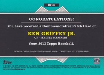 2013 Topps - Commemorative Patch #CP-35 Ken Griffey Jr. Back