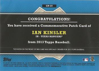 2013 Topps - Commemorative Patch #CP-37 Ian Kinsler Back
