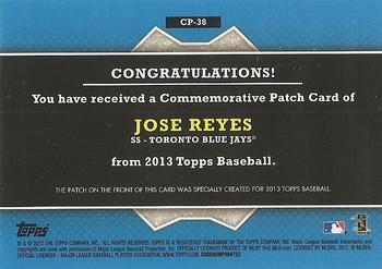 2013 Topps - Commemorative Patch #CP-38 Jose Reyes Back