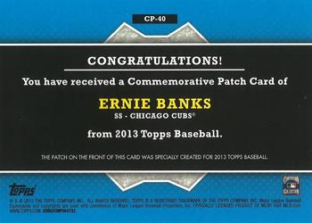 2013 Topps - Commemorative Patch #CP-40 Ernie Banks Back