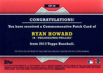 2013 Topps - Commemorative Patch #CP-46 Ryan Howard Back