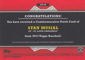 2013 Topps - Commemorative Patch #CP-50 Stan Musial Back