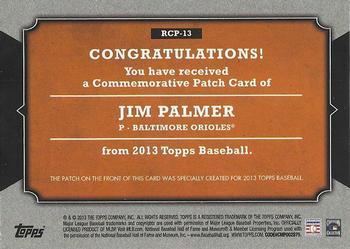 2013 Topps - Manufactured Rookie Card Patch #RCP-13 Jim Palmer Back