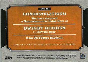 2013 Topps - Manufactured Rookie Card Patch #RCP-18 Dwight Gooden Back