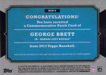 2013 Topps - Manufactured Rookie Card Patch #RCP-9 George Brett Back