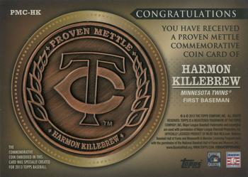 2013 Topps - Proven Mettle Coins Copper #PMC-HK Harmon Killebrew Back