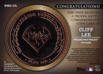 2013 Topps - Proven Mettle Coins Copper #PMC-CL Cliff Lee Back