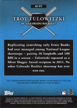 2013 Topps - Silver Slugger Award Winners Trophy #SS-TT Troy Tulowitzki Back