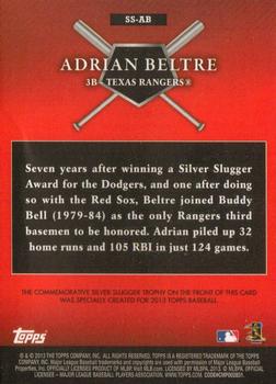 2013 Topps - Silver Slugger Award Winners Trophy #SS-AB Adrian Beltre Back