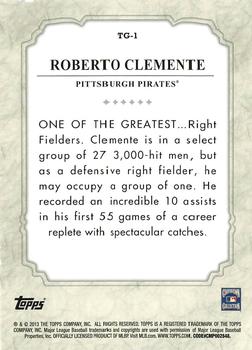 2013 Topps - The Greats #TG-1 Roberto Clemente Back