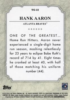 2013 Topps - The Greats #TG-22 Hank Aaron Back