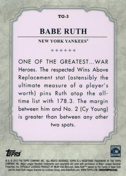 2013 Topps - The Greats #TG-3 Babe Ruth Back
