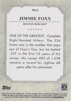 2013 Topps - The Greats #TG-6 Jimmie Foxx Back