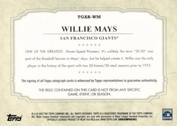 2013 Topps - The Greats Autograph Relics #TGAR-WM Willie Mays Back