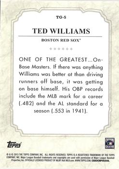 2013 Topps - The Greats Gold #TG-5 Ted Williams Back